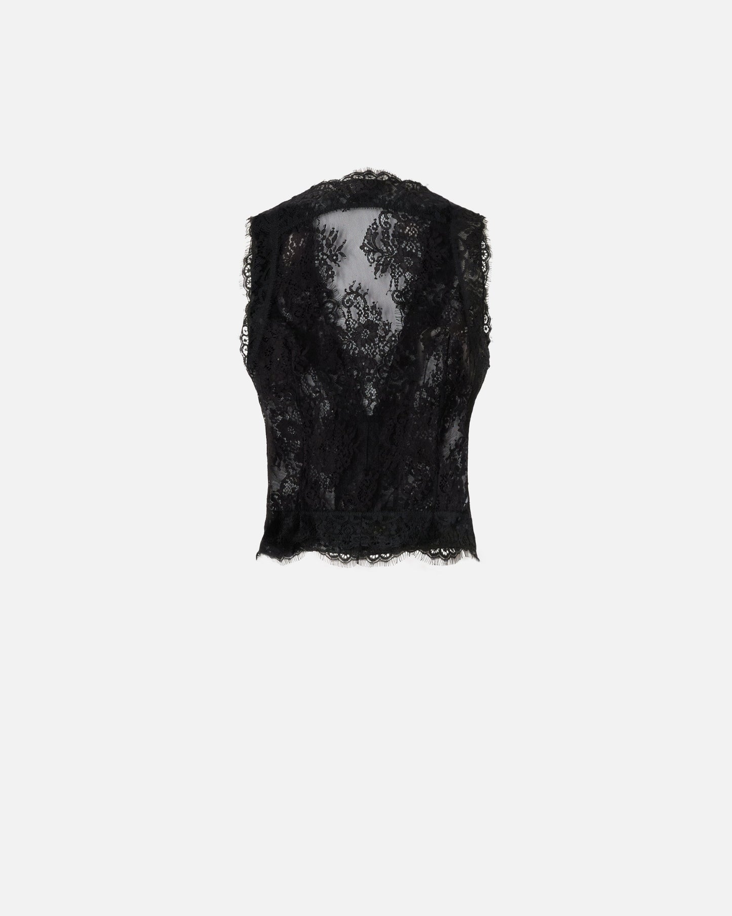 Floral Valenciennes lace vest