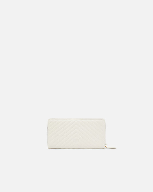 Zip-around wallet in chevron-patterned nappa leather