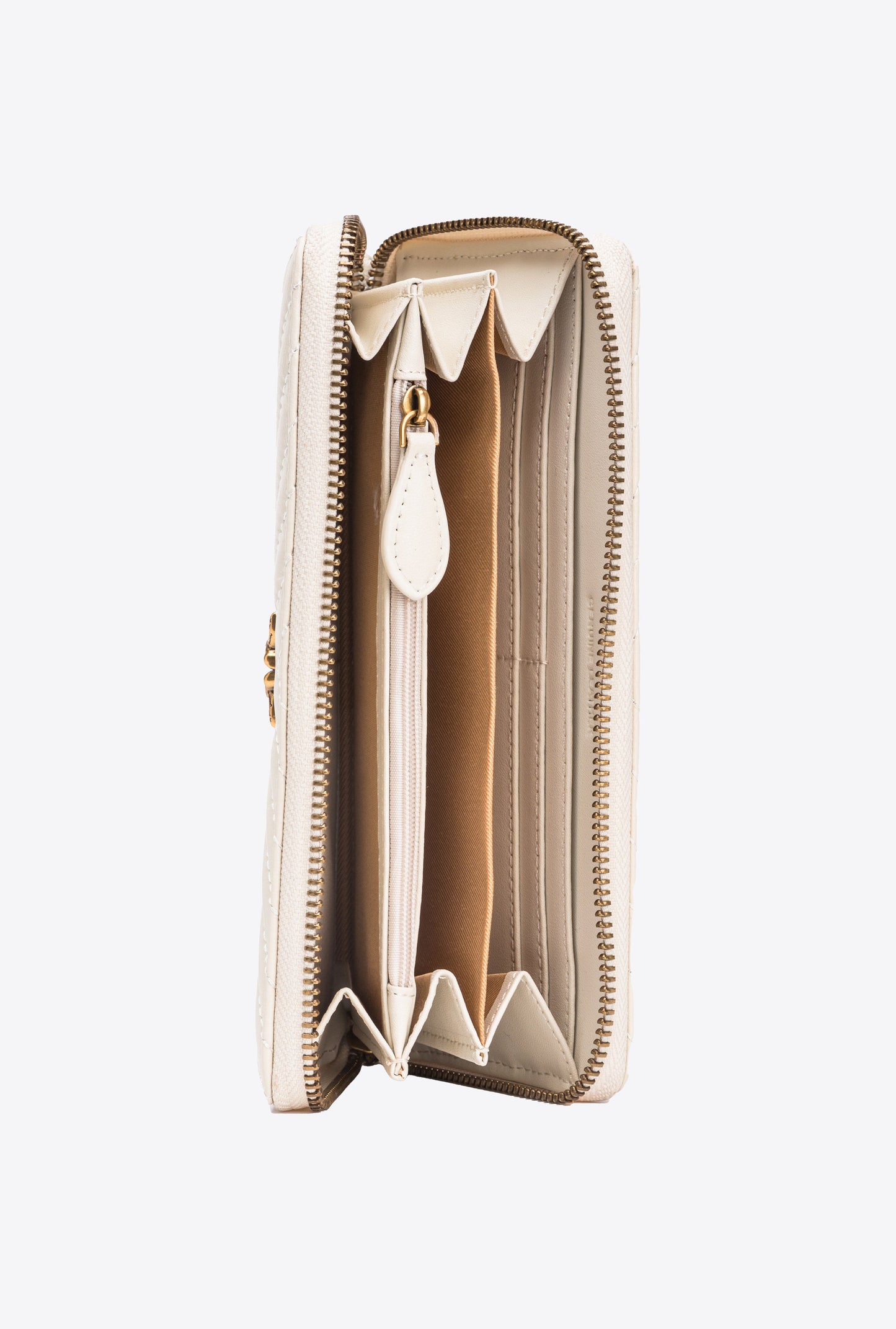 Zip-around wallet in chevron-patterned nappa leather