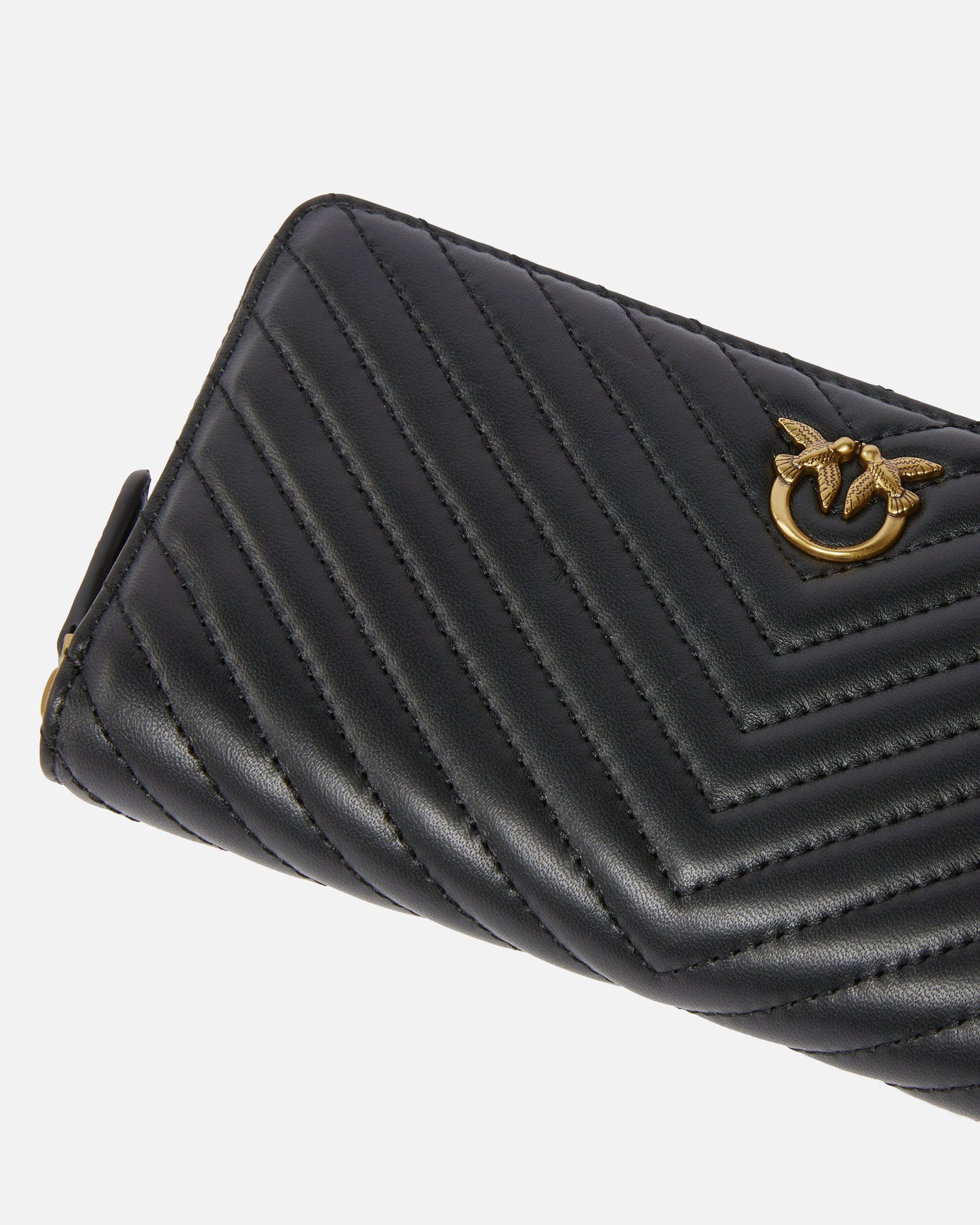 Zip-around wallet in chevron-patterned nappa leather