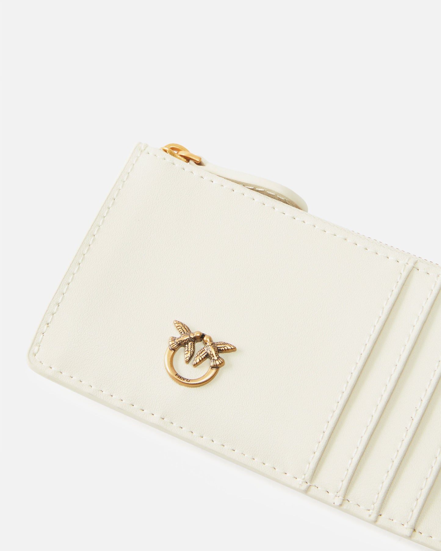 Zipped chevron-patterned card holder