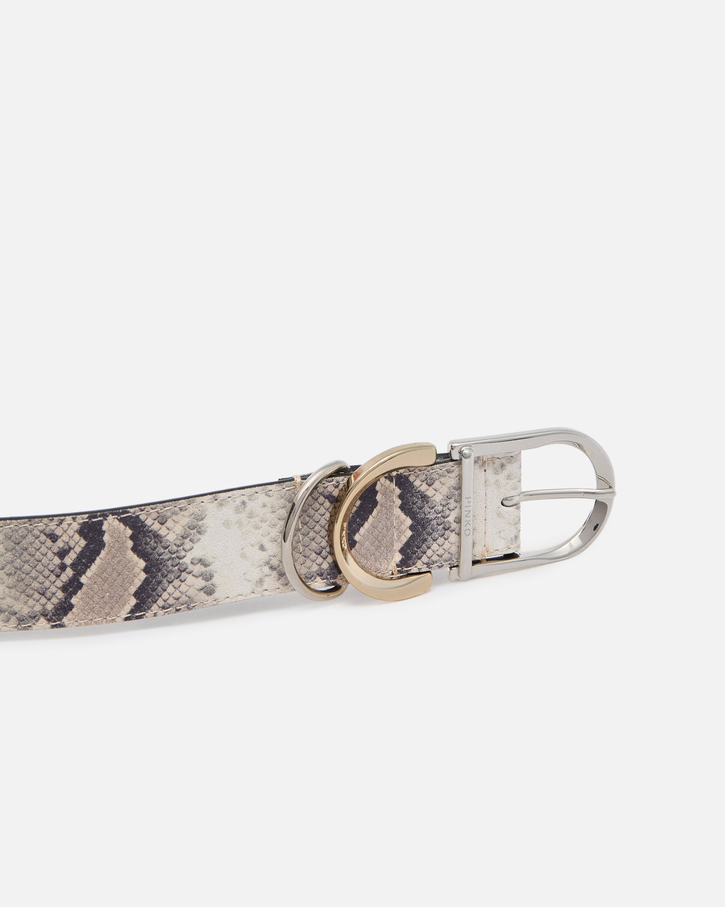 Belt with python print and metal loops, 4 cm
