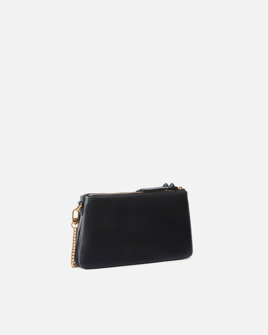 Leather Mini Double Bag with shoulder strap
