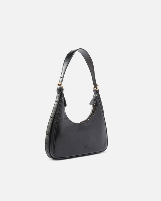 Miss logo Mini hobo shoulder bag in shiny leather