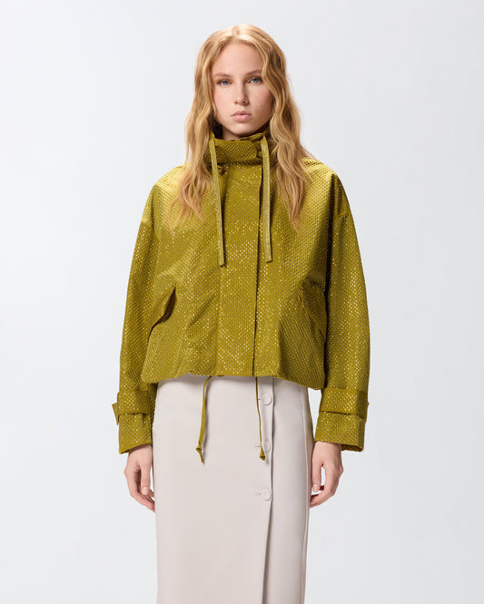 Blouson jacket with all-over micro studs