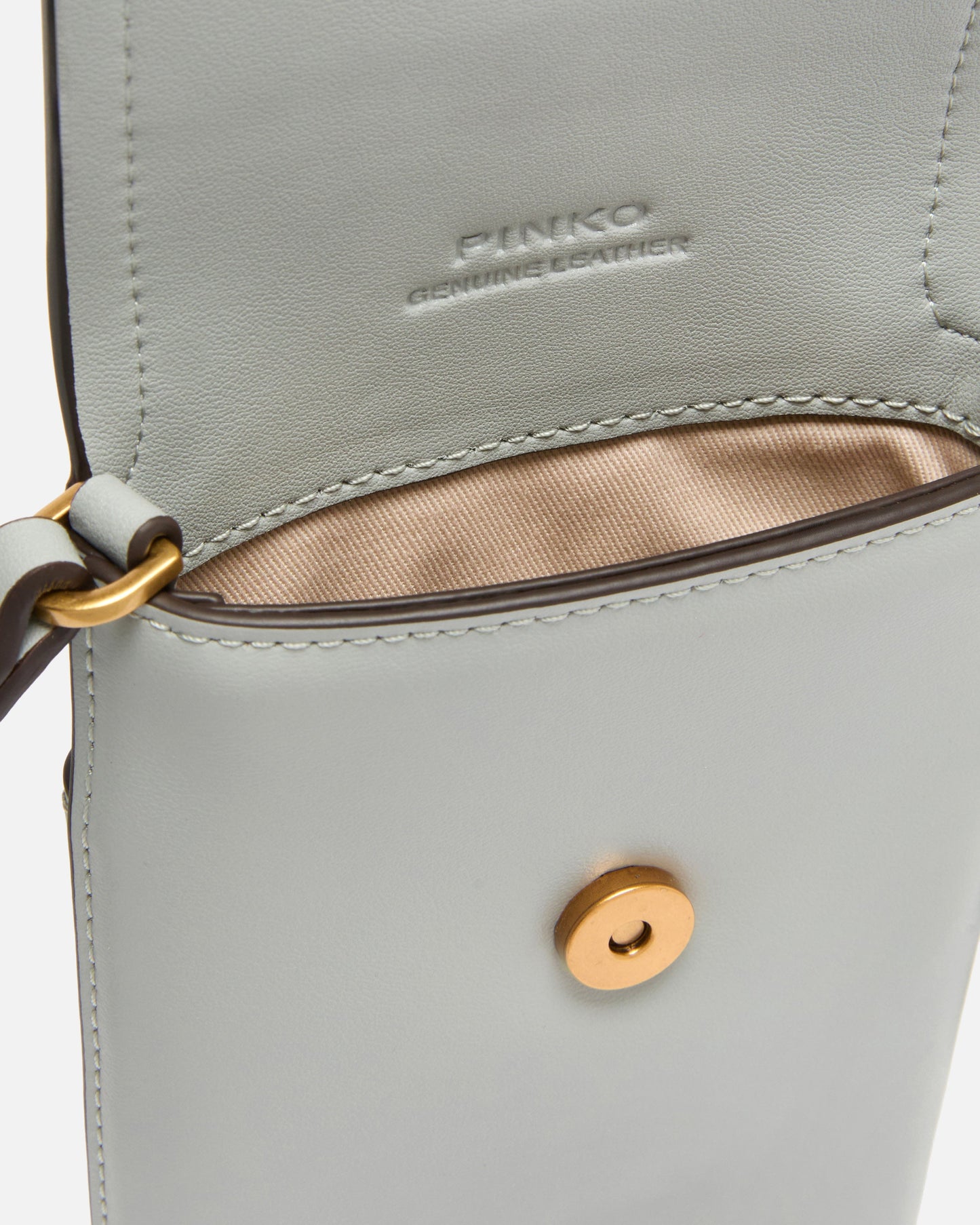Leather smartphone case with shoulder strap and logo