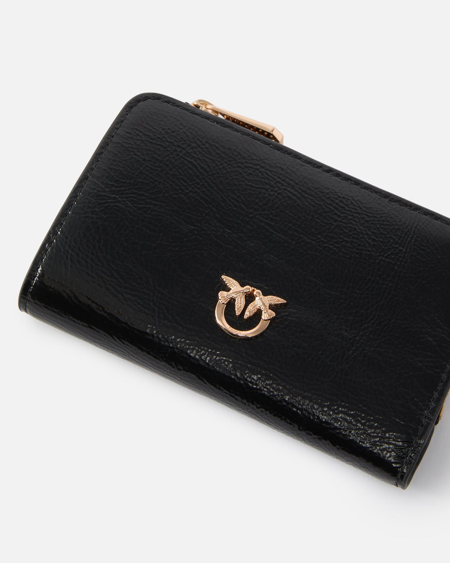 Mini wallet in shiny leather with Love Birds