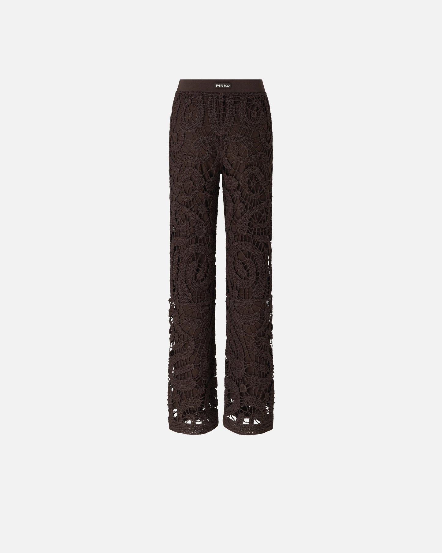 Geometric crocheted trousers