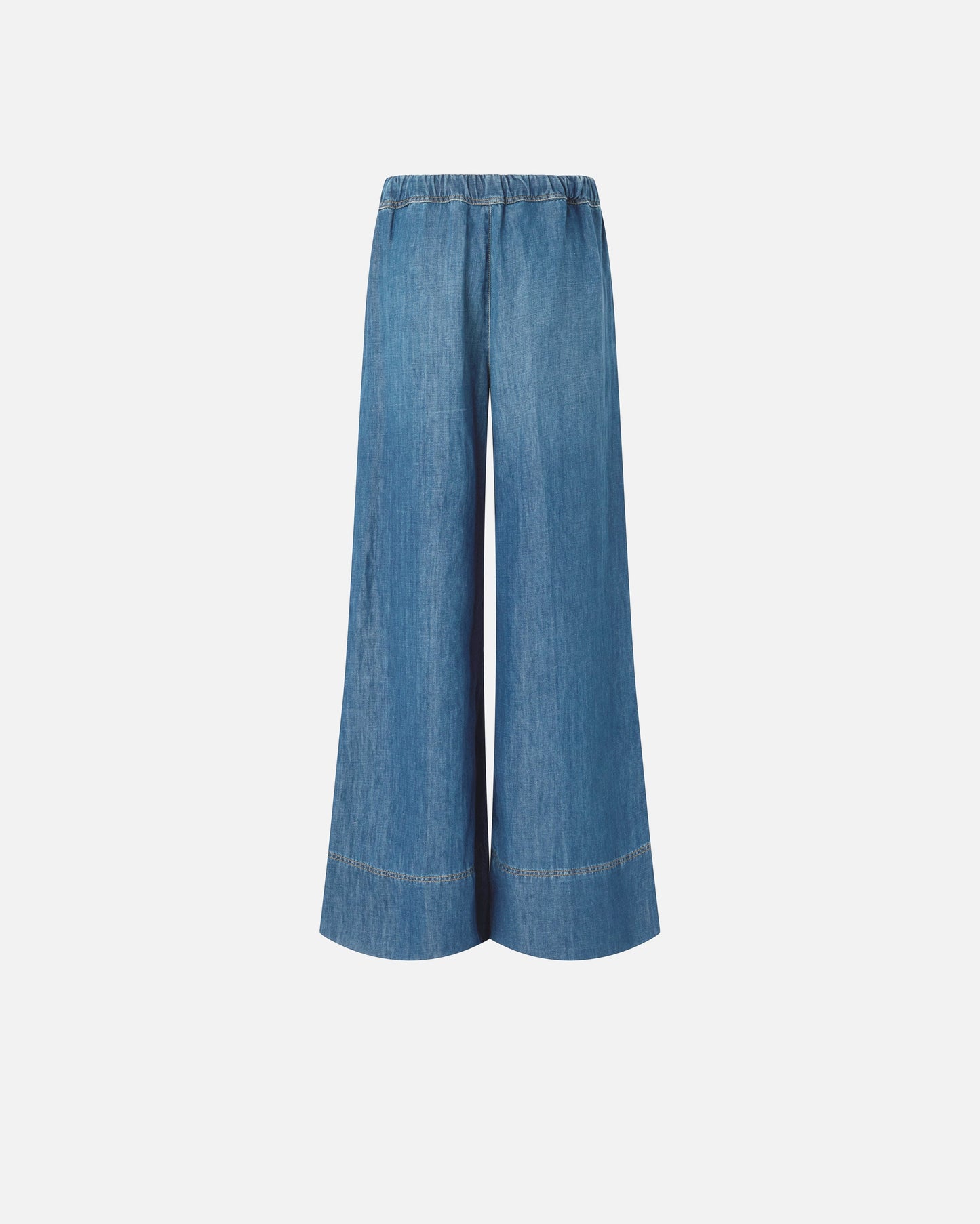 Wide-leg jeans in linen-blend denim