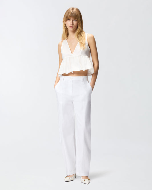 Crop top with ruffle and ties