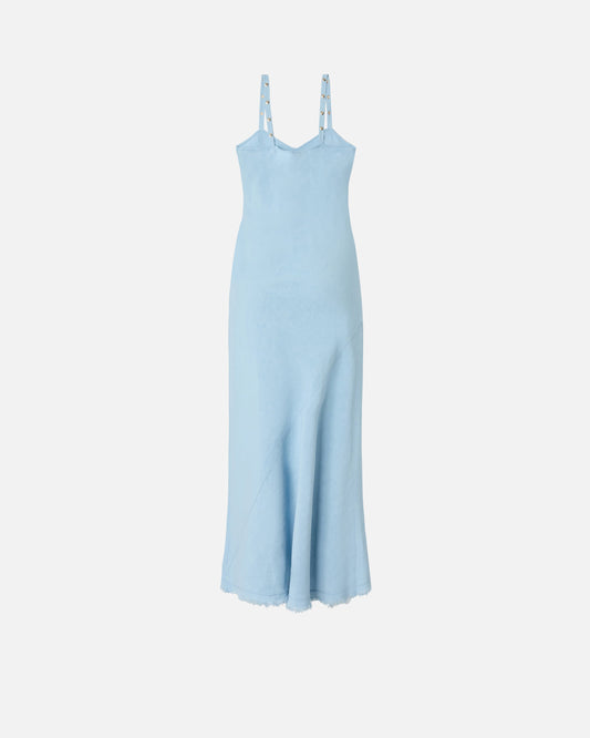 Midi slip dress with decorated straps