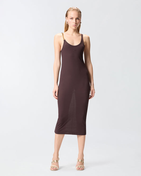 Slim-fit midi dress with jewel strap