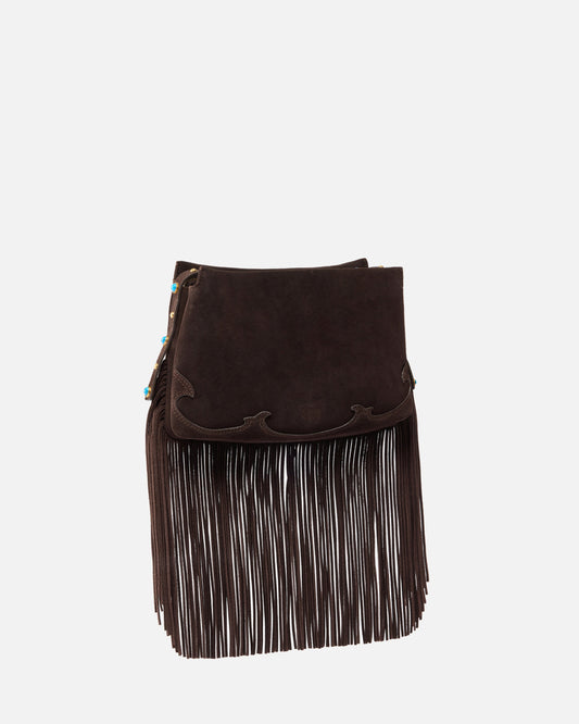 One, Two, Three Bag small crossbody bag in suede with fringes