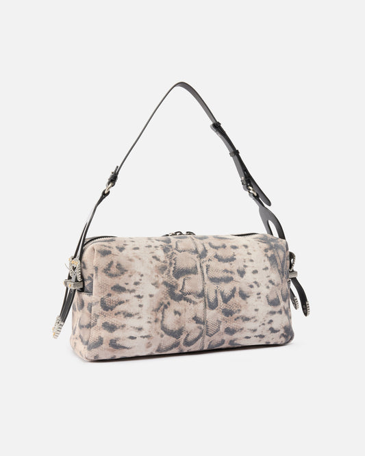 Keeper Bag medium shoulder bag in suede with python print