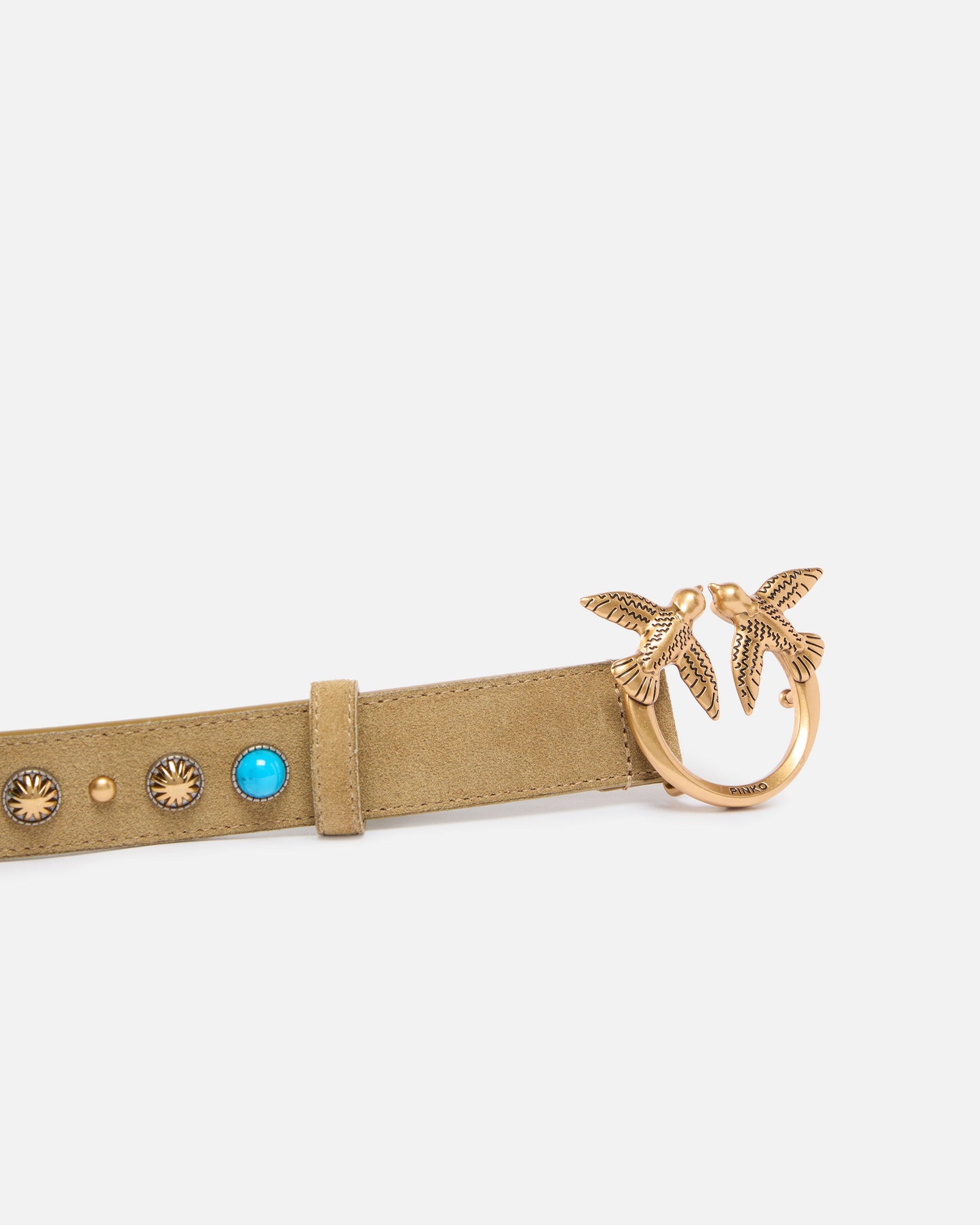 Suede belt with studs, 3 cm
