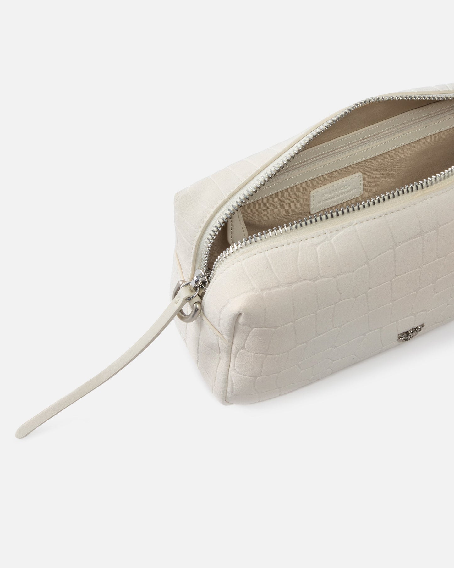 Medium crossbody bowler bag in crocodile-print leather