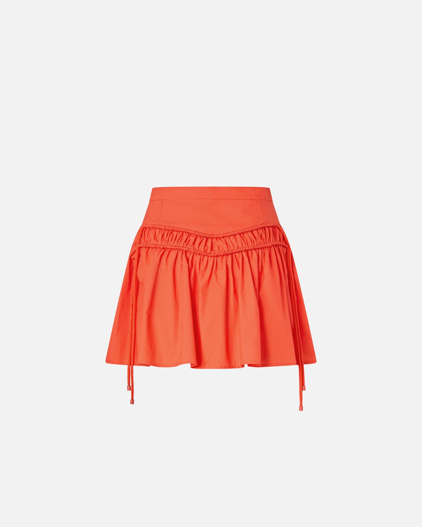 Short skirt with gathering and drawstring
