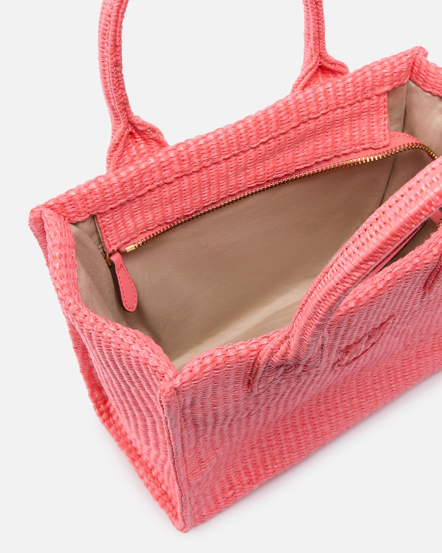 Beach small shopping tote in raffia with Love Birds logo