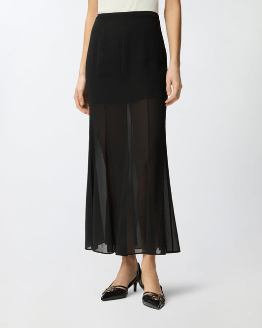 Long skirt with sheer details
