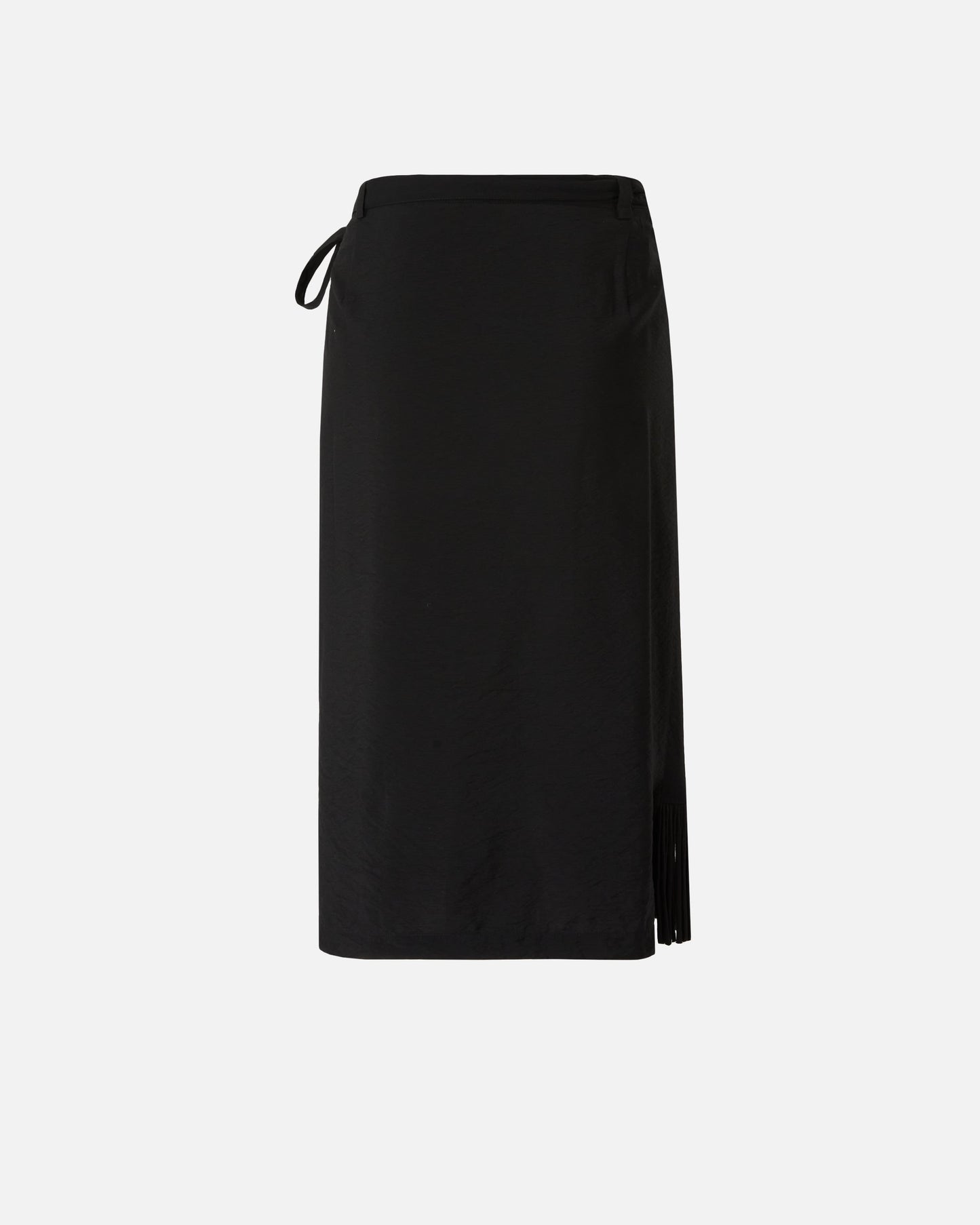 Calf-length wrap skirt with fringing
