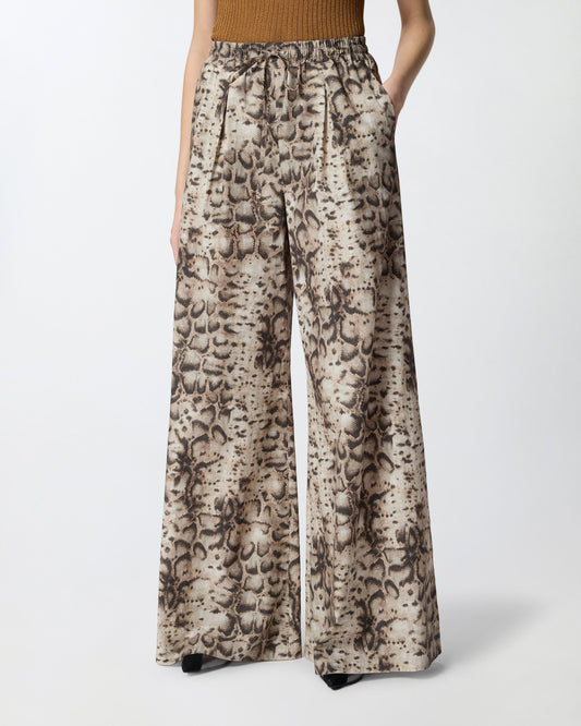 Wide-leg trousers with snake print