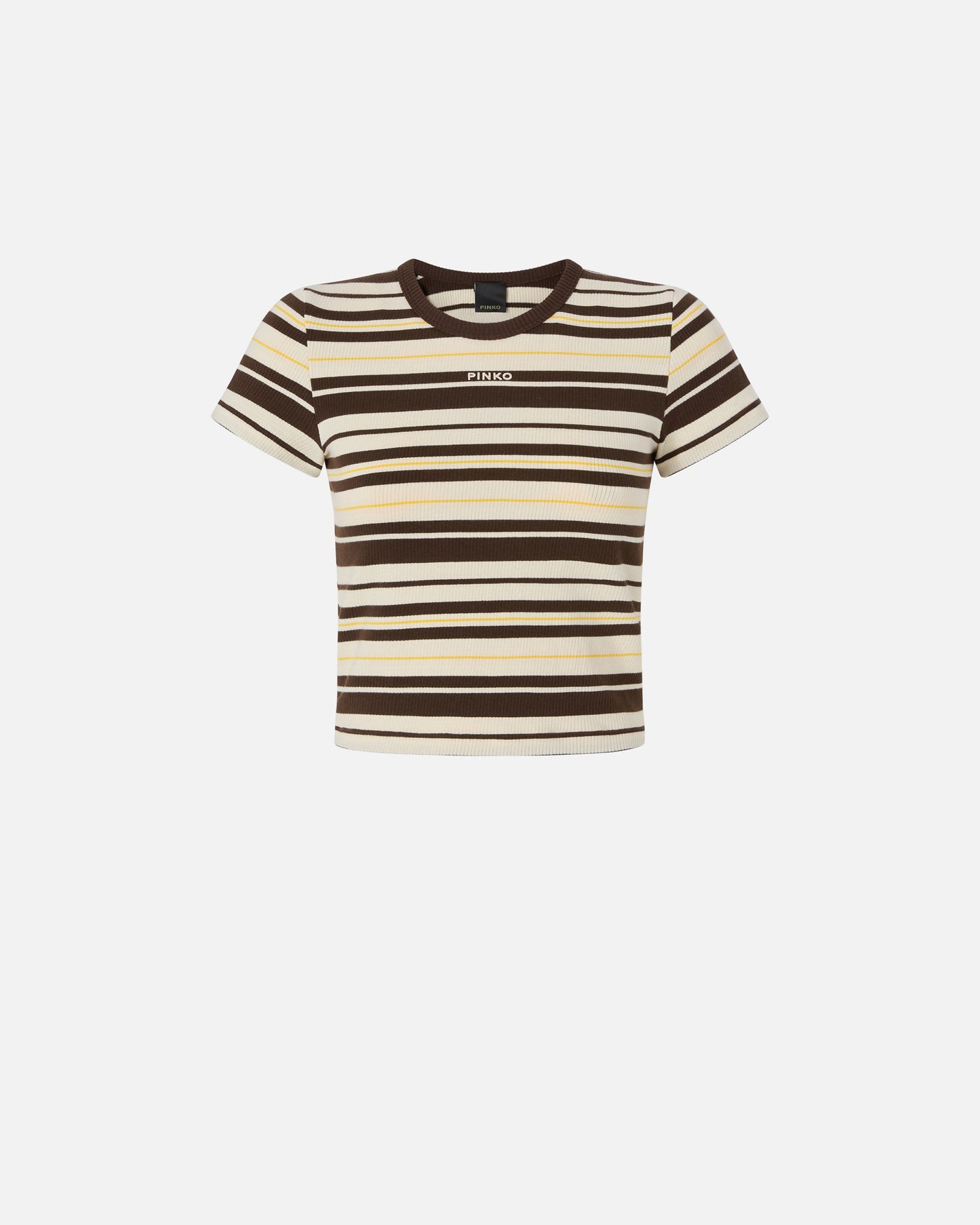 Cropped striped T-shirt with logo