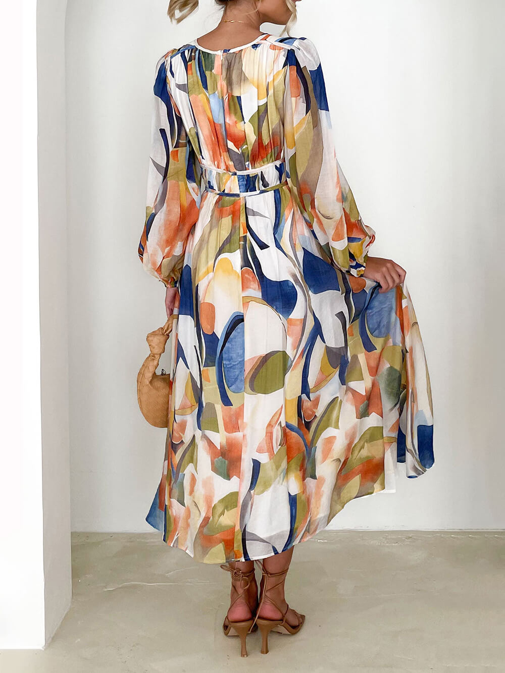 Colorful maxi dress with a geometric pattern