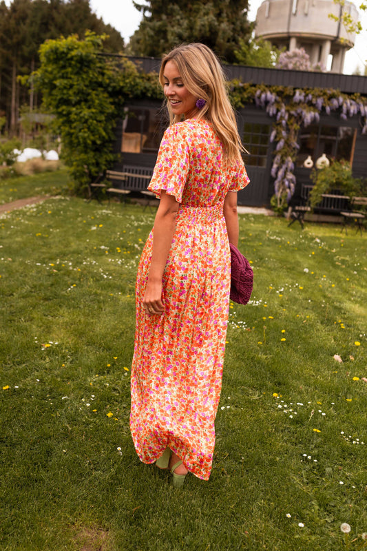 🔥Bis zu 69% RABATT heute🔥Damen Sommer 2025 Elsie Klassisches V-Ausschnitt Blumenkleid