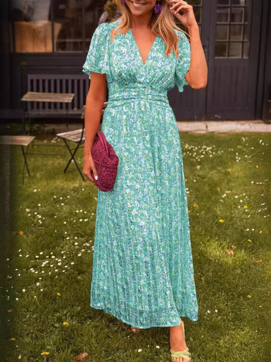 🔥Bis zu 69% RABATT heute🔥Damen Sommer 2025 Elsie Klassisches V-Ausschnitt Blumenkleid