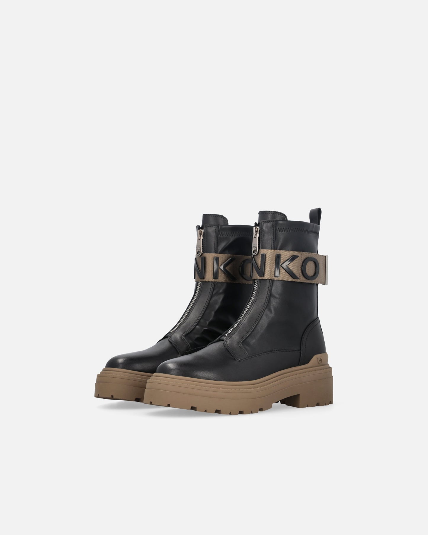 Platform boots with logo lettering logo