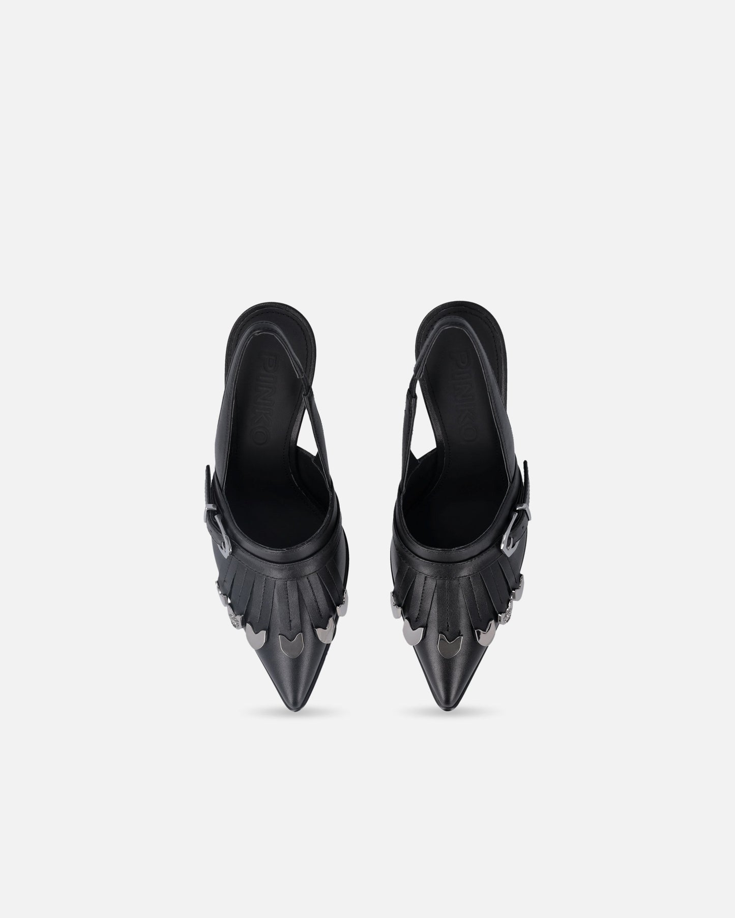 Leather slingbacks with saddlery-inspired details