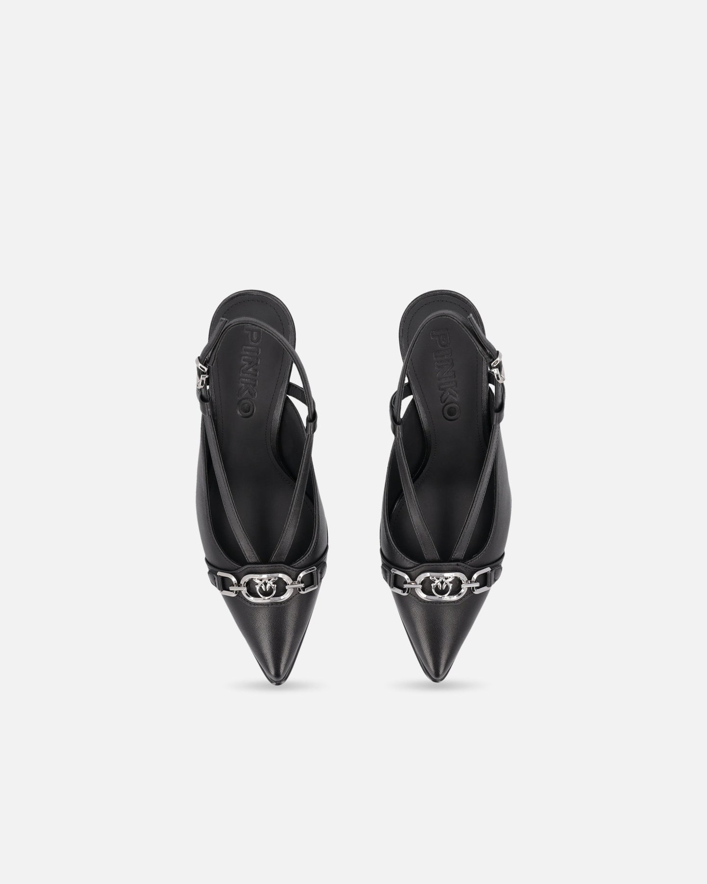 Sling-back pumps in nappa leather with straps and stiletto heel