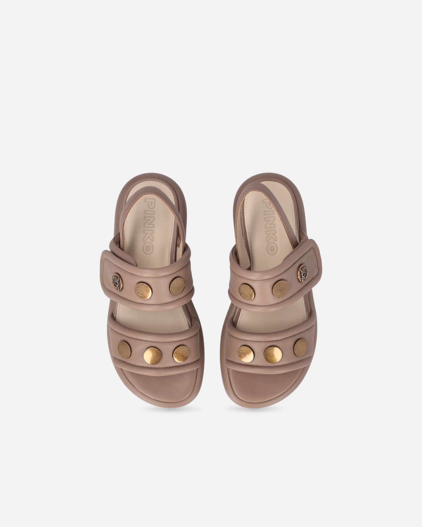 Padded nappa leather sandals with metallic details
