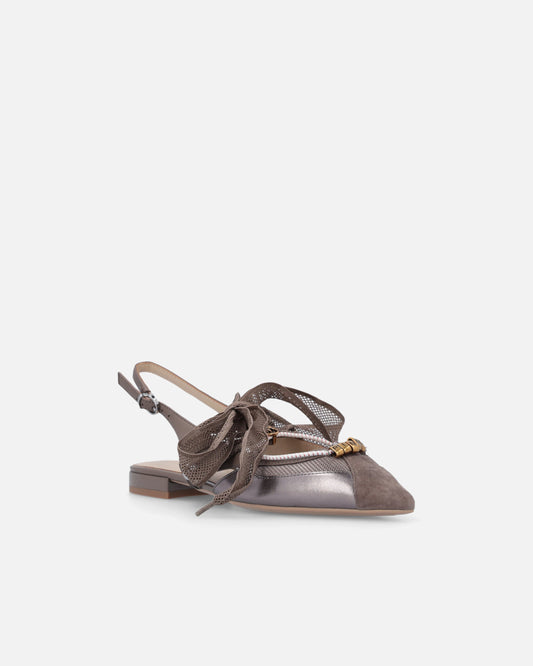 Slingback ballerinas with ties