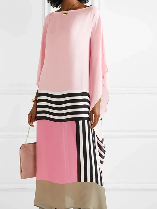 Pink kaftan with candy stripes