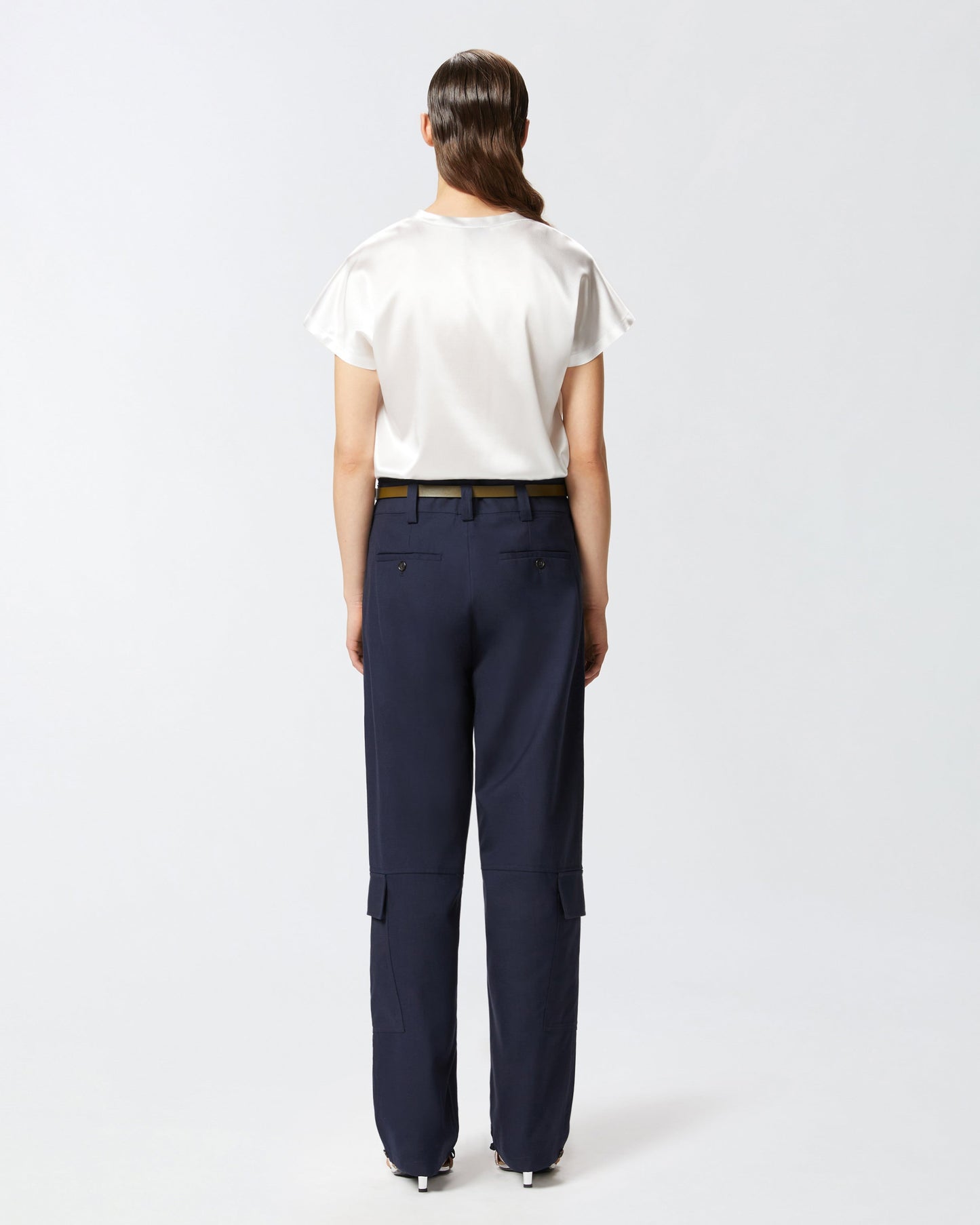 Satin blouse with cap sleeves