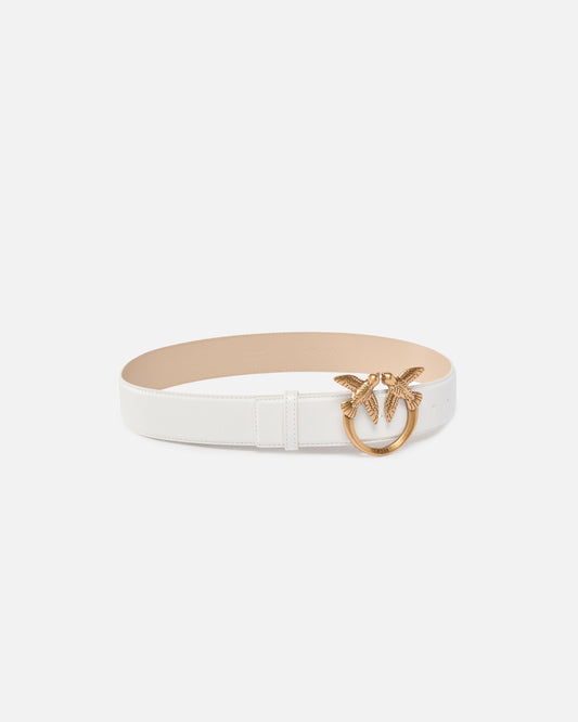 Leather belt with Love Birds buckle, 4 cm