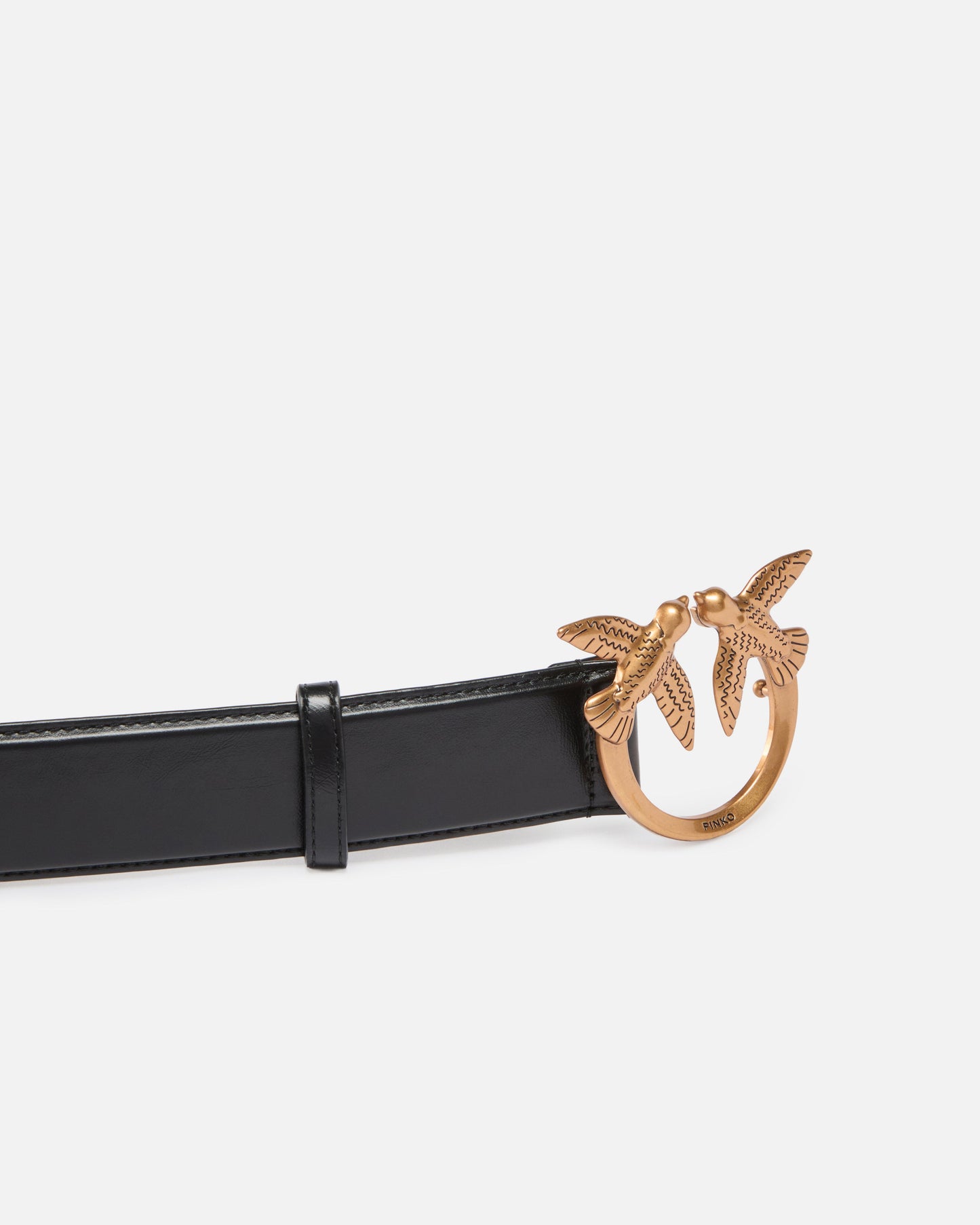 Leather belt with Love Birds buckle, 4 cm