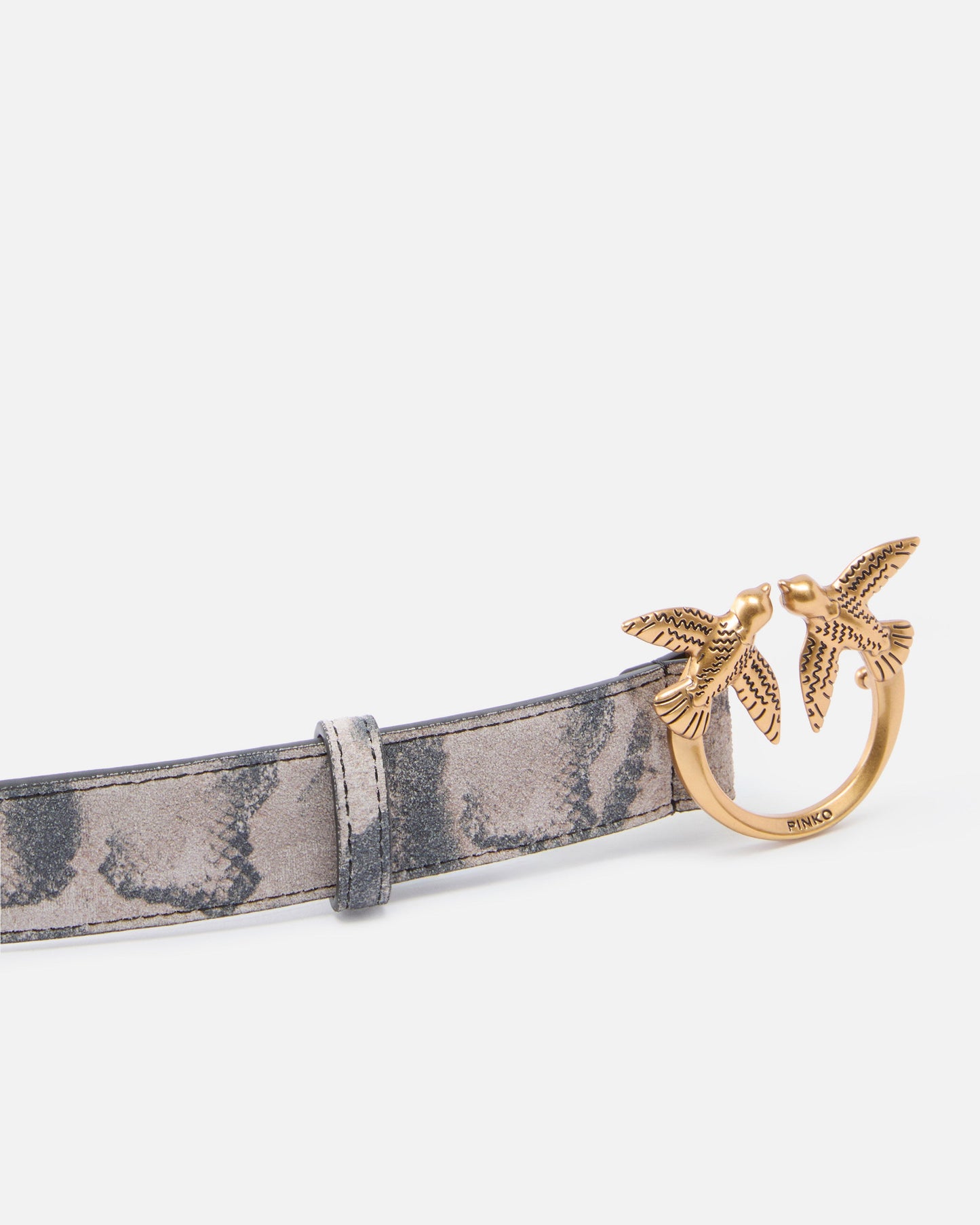 Python-print belt with Love Birds buckle, 3 cm