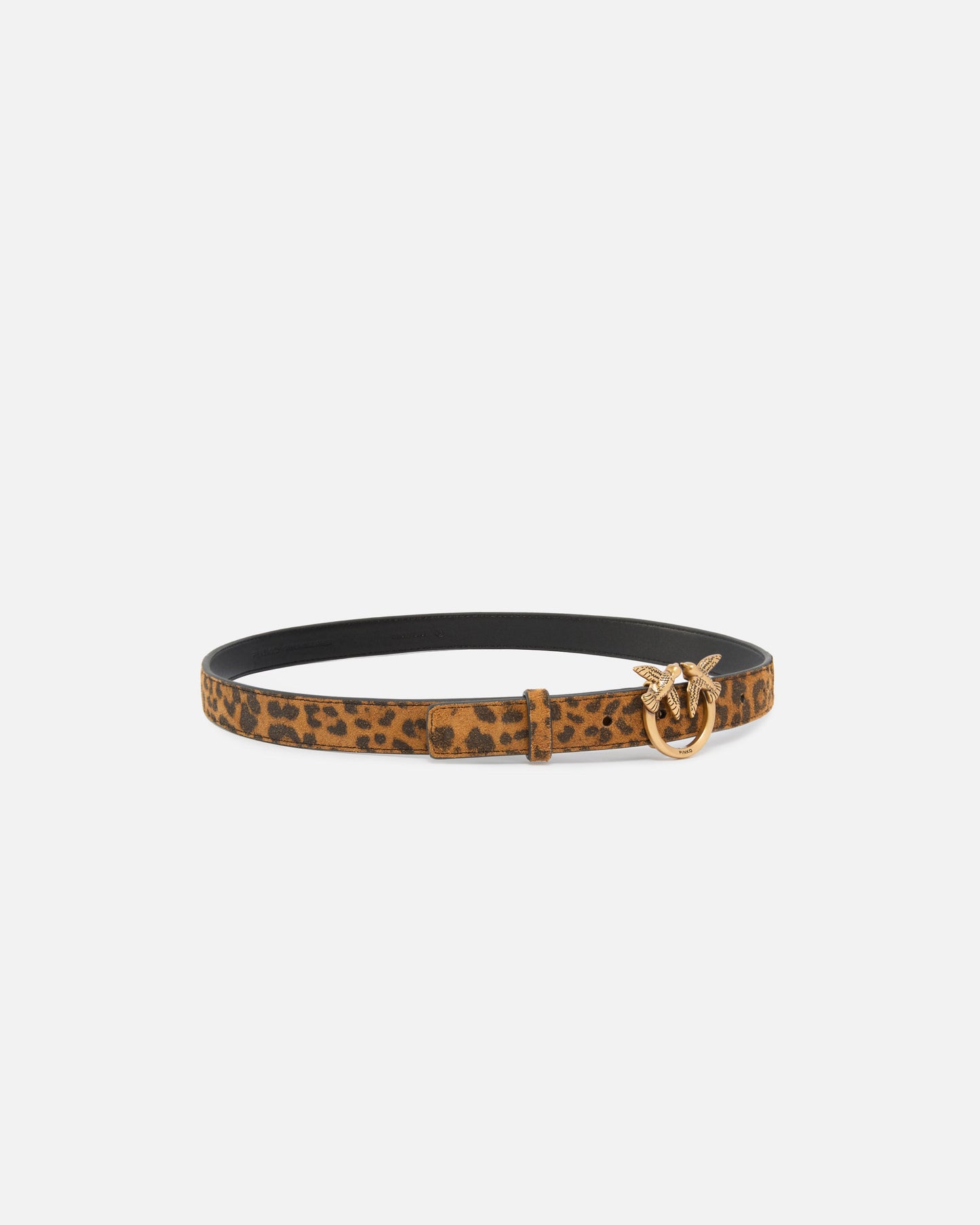 Leopard-print belt with Love Birds buckle, 2 cm