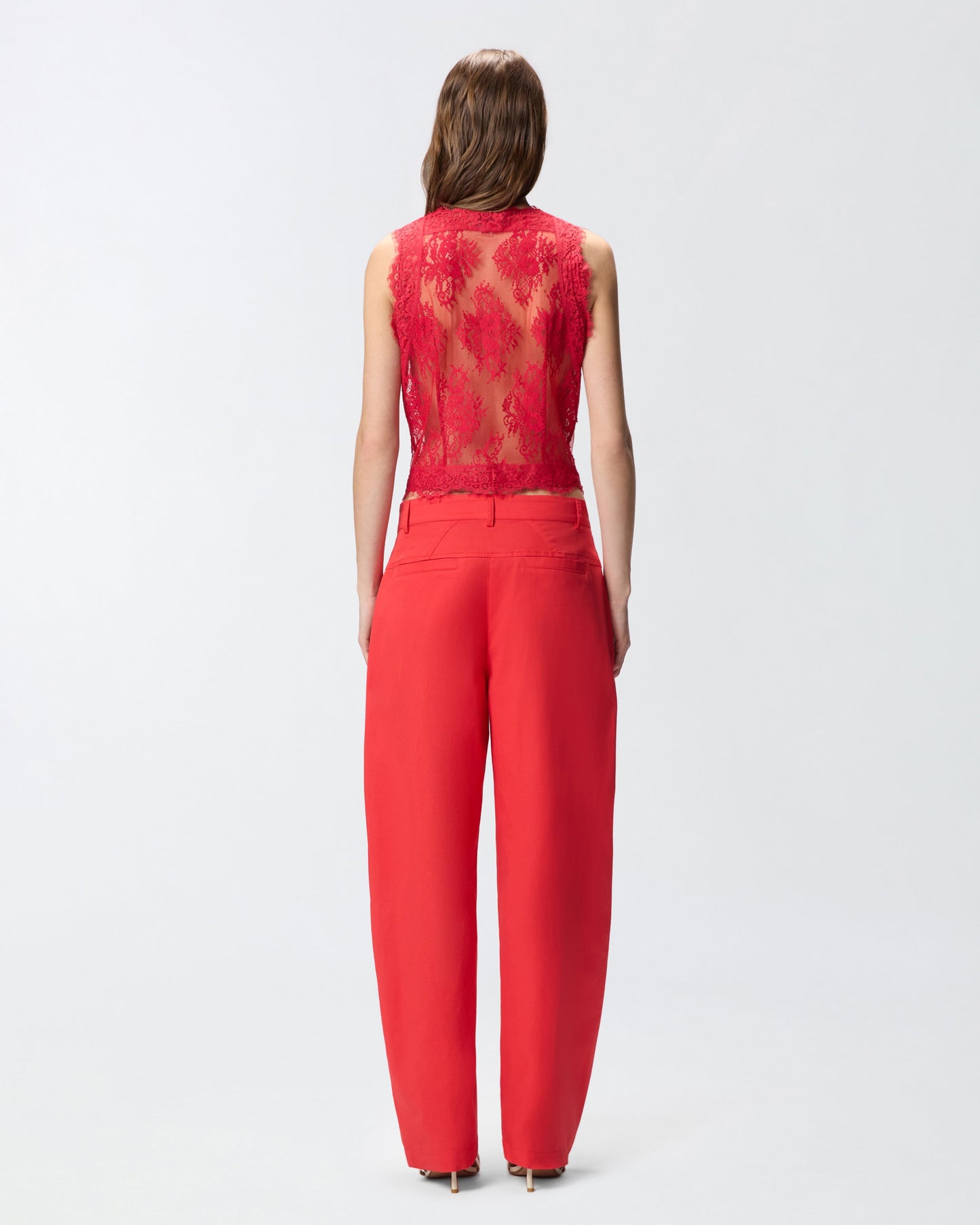 Floral Valenciennes lace vest