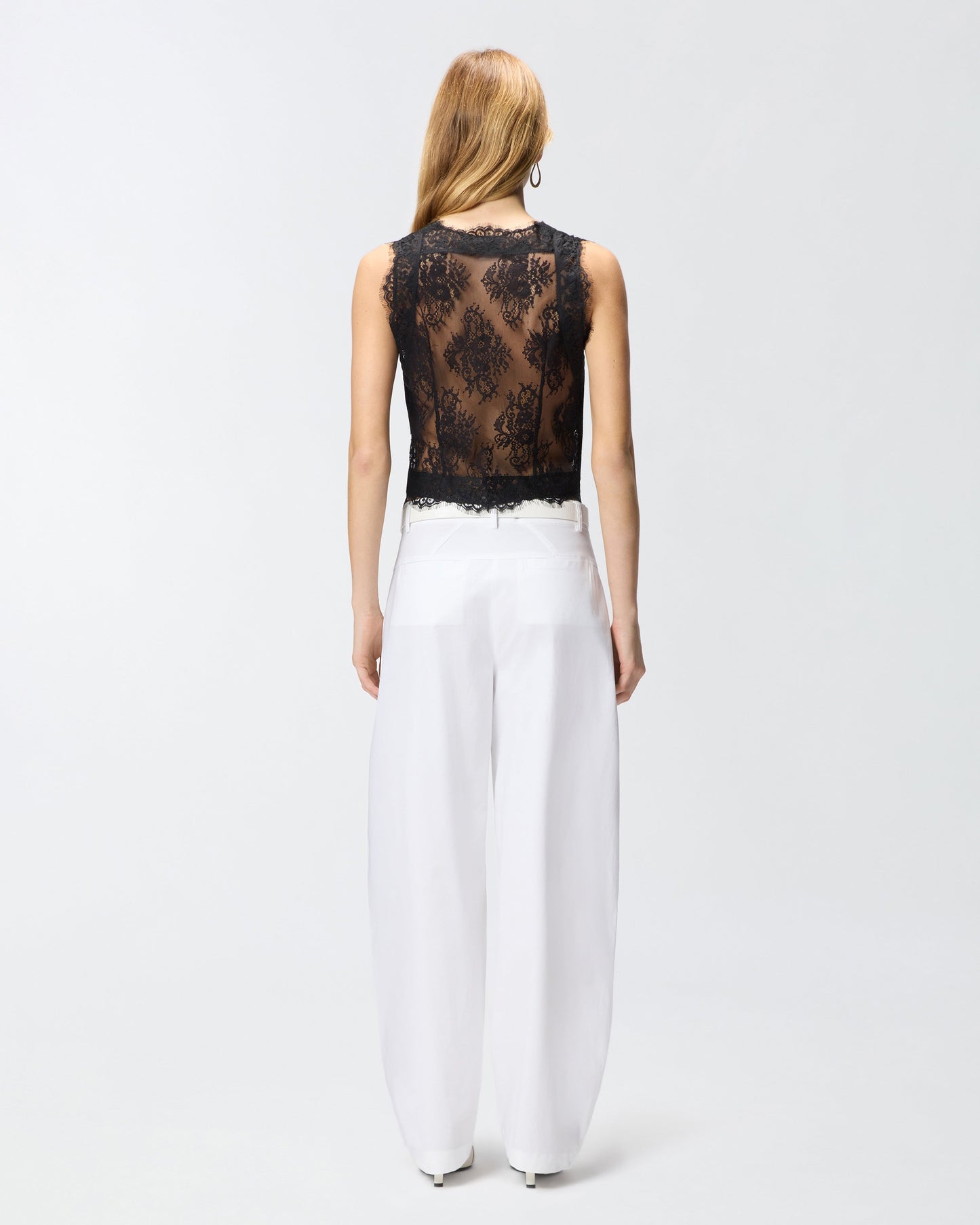 Floral Valenciennes lace vest