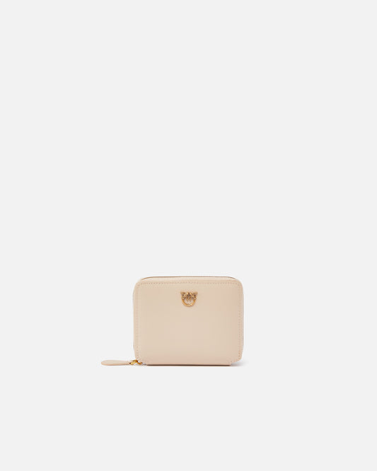 Square leather zip-around purse