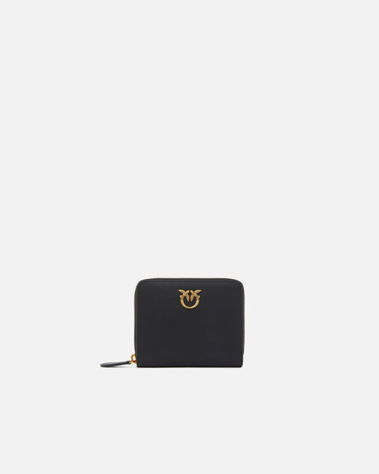 Square leather zip-around purse