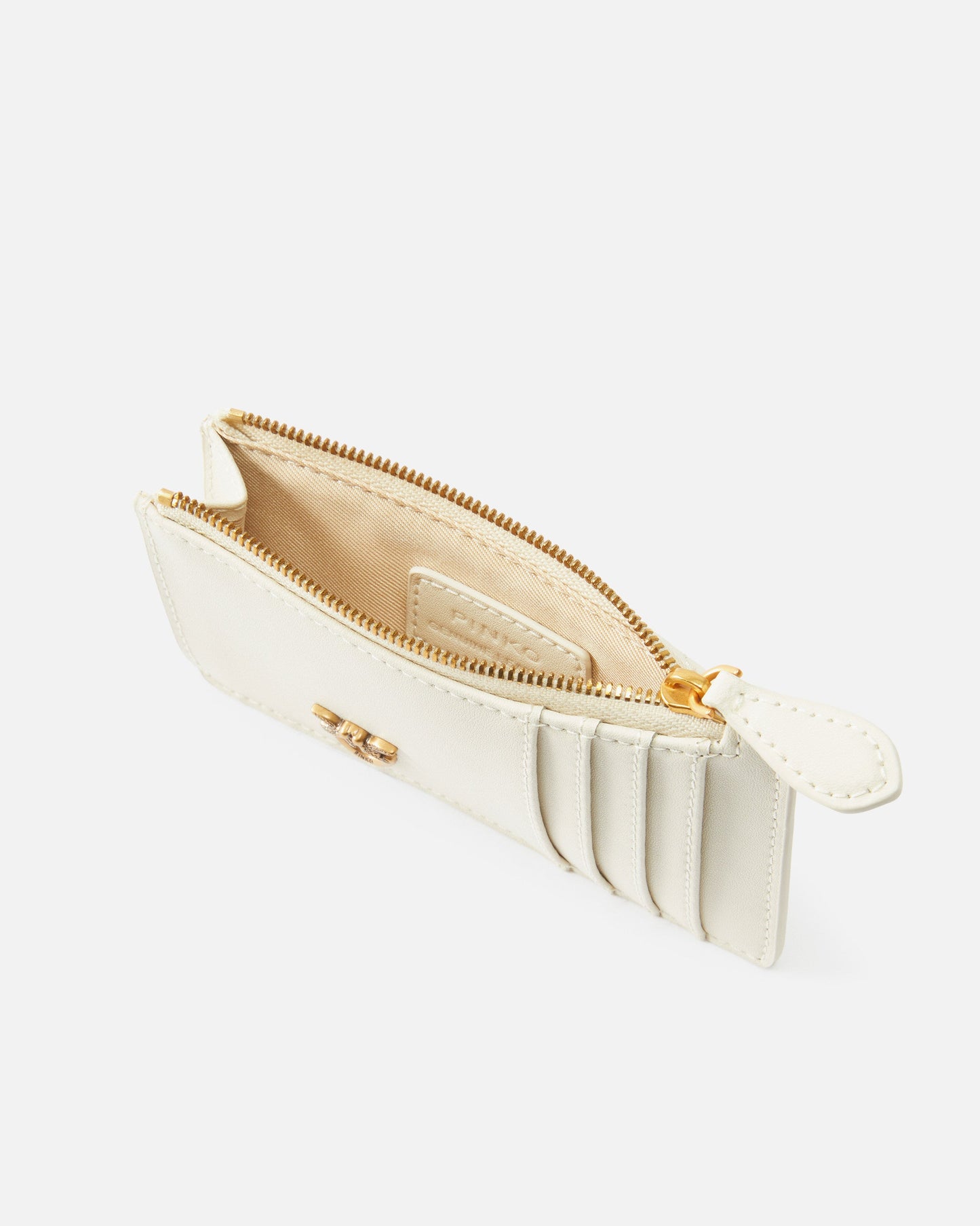 Zipped chevron-patterned card holder
