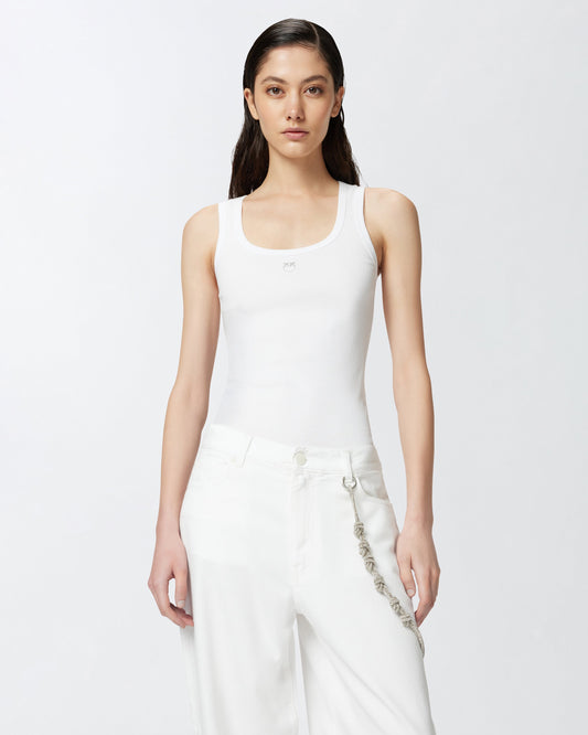 Ribbed vest top with birds logo