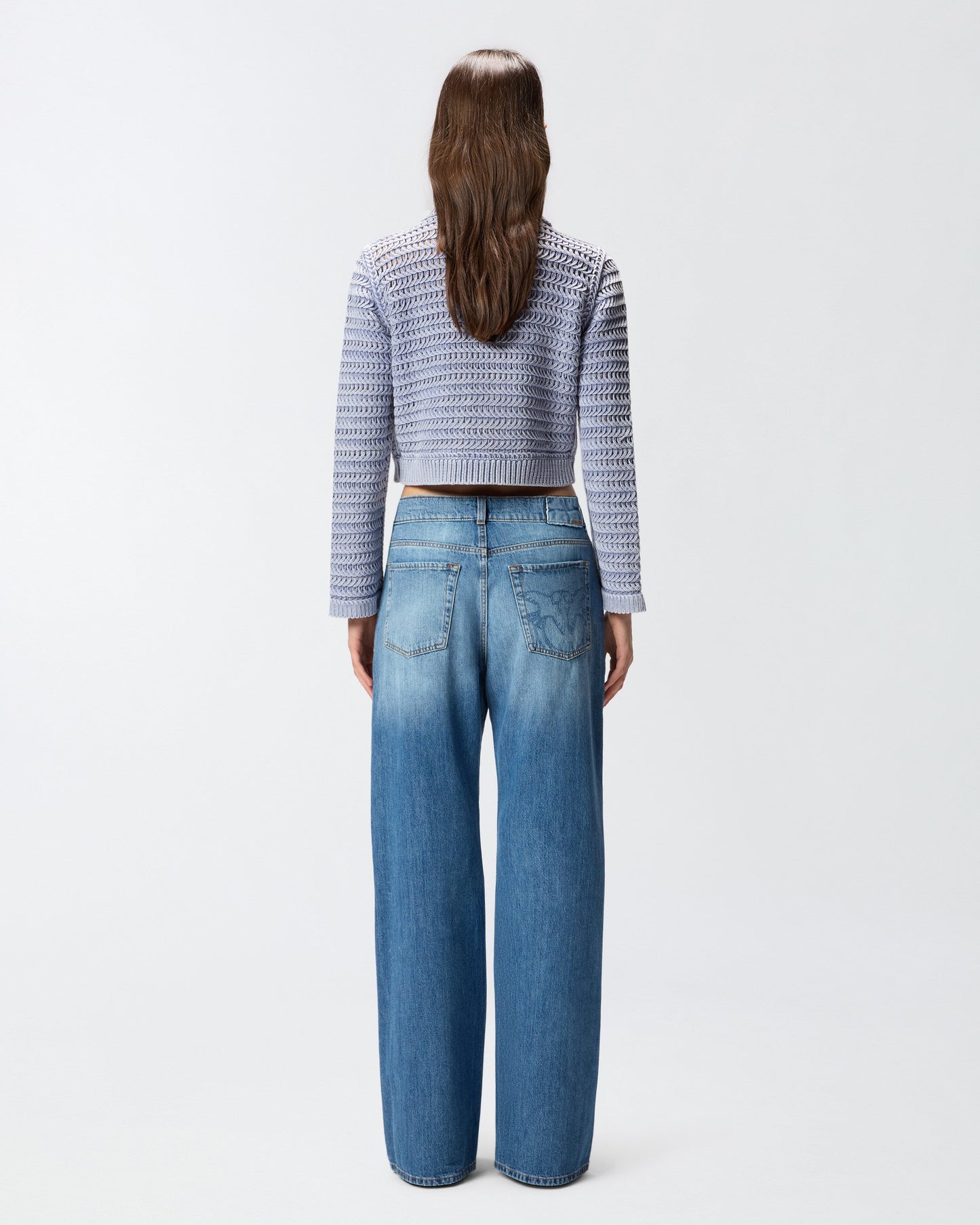 Wide-leg jeans with fading