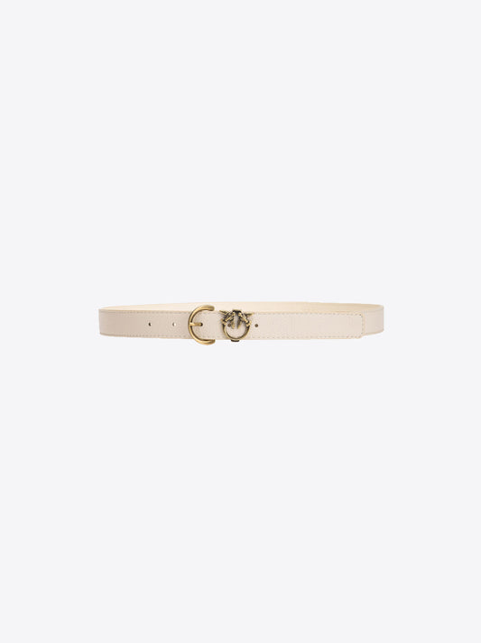 Tumbled leather belt with Love Birds detail, 2.5 cm