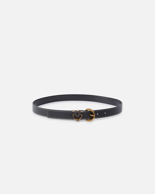 Tumbled leather belt with Love Birds detail, 2.5 cm