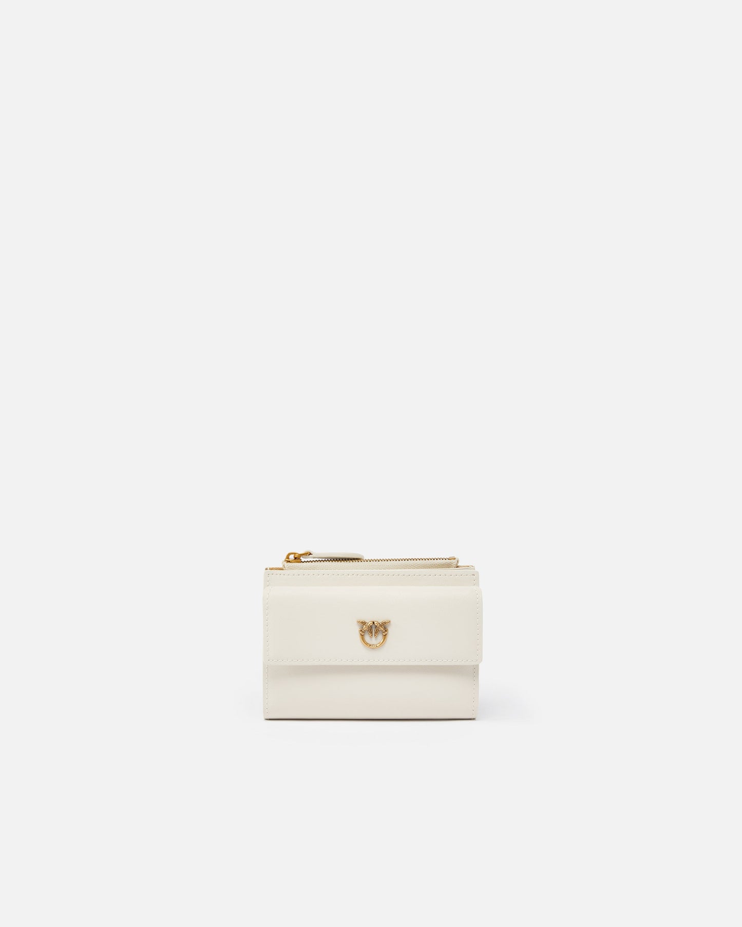 Compact small wallet in smooth leather with logo